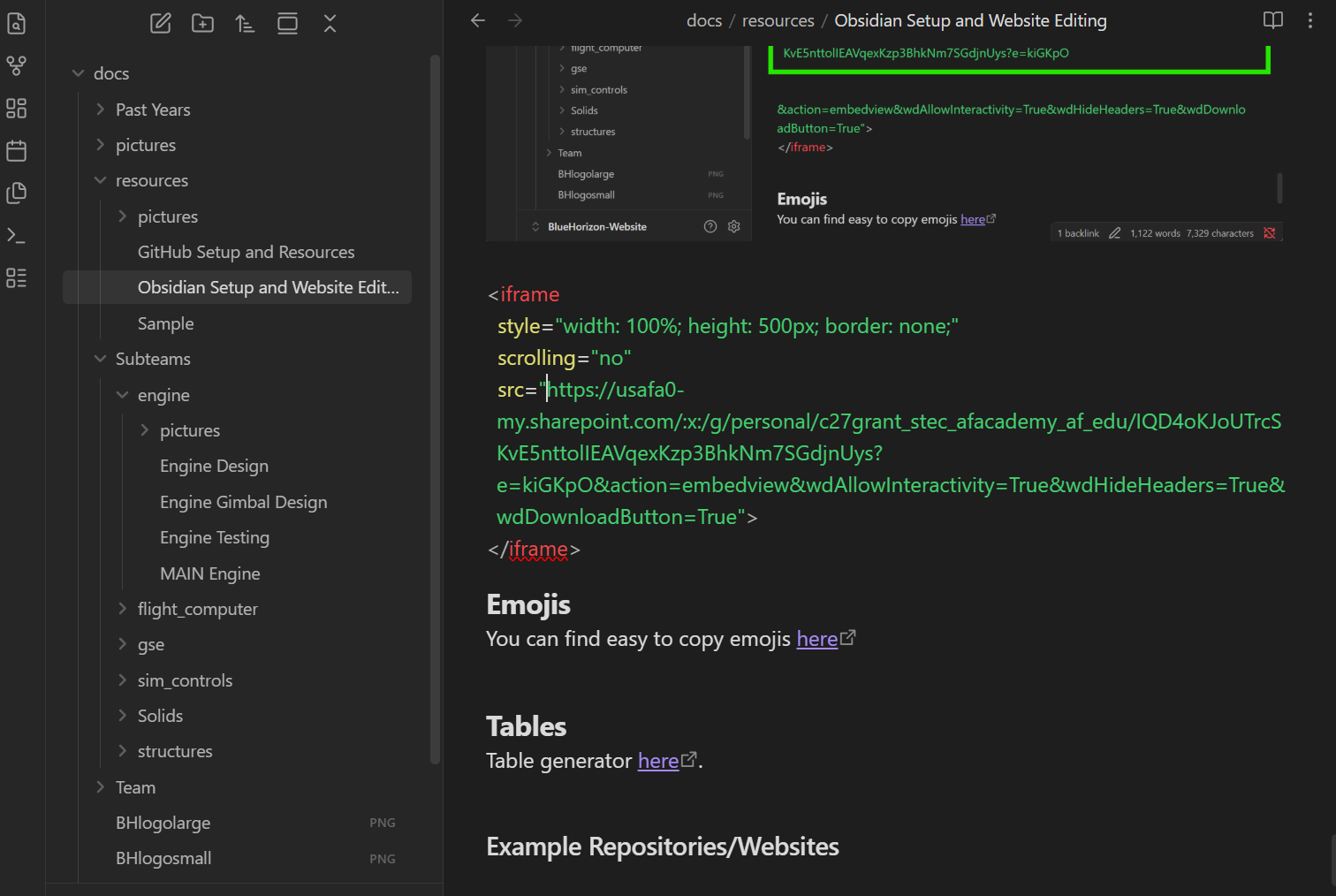 Obsidian Setup and Website Editing — BlueHorizon