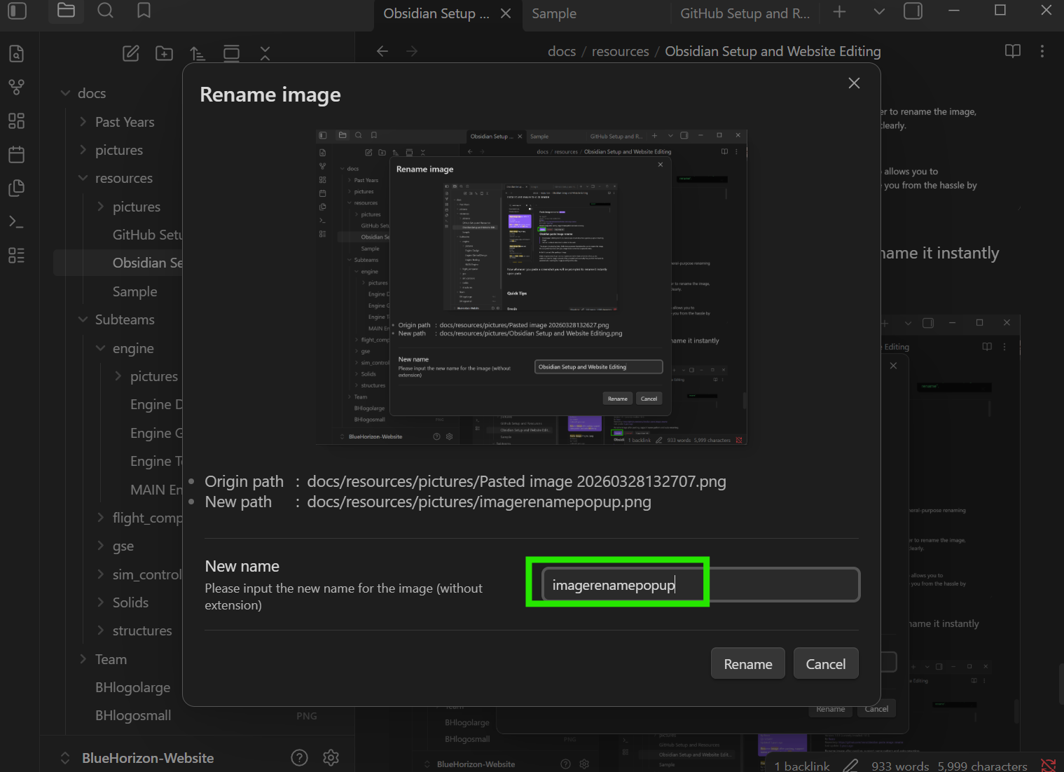 Obsidian Setup and Website Editing — BlueHorizon