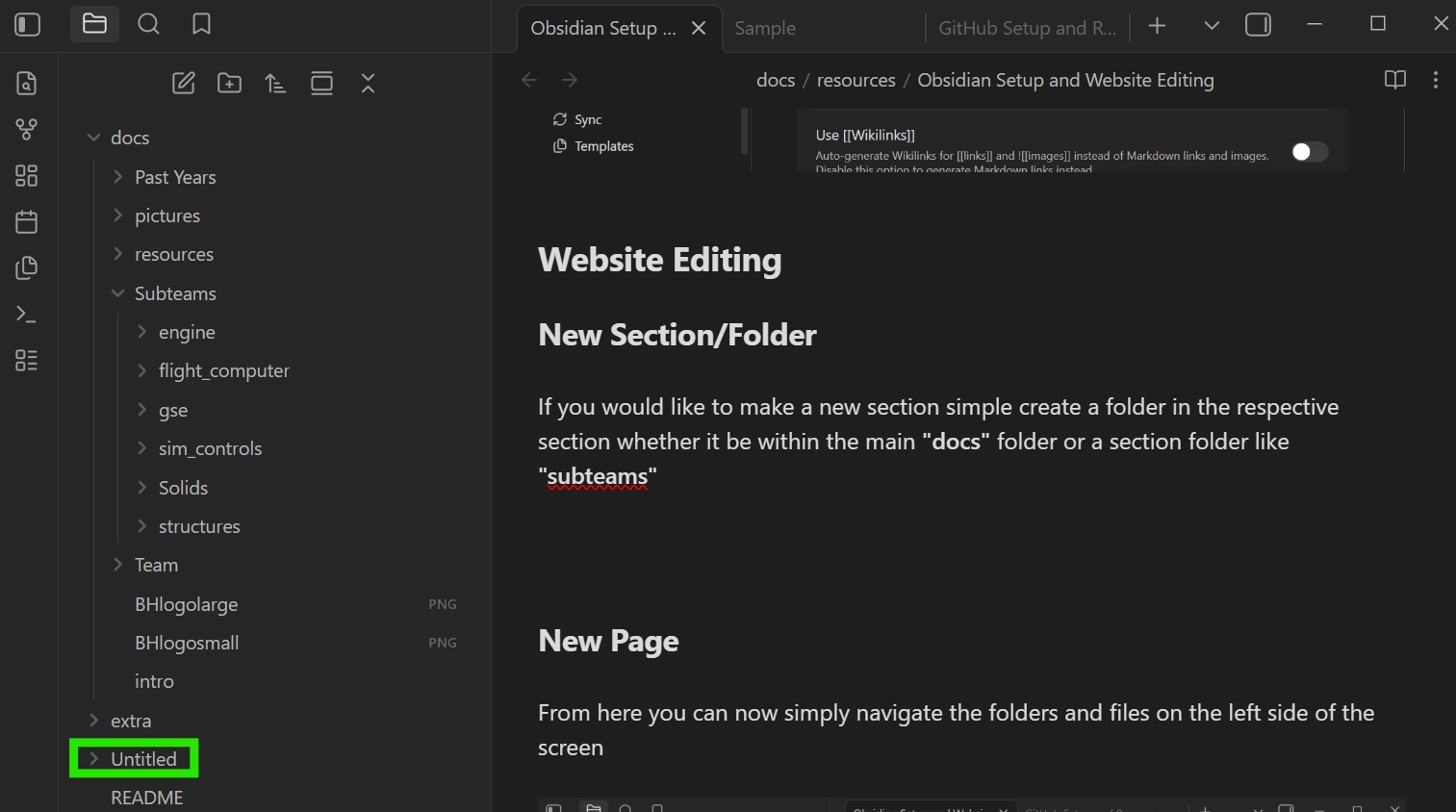 Obsidian Setup and Website Editing — BlueHorizon