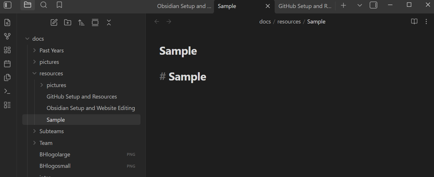 Obsidian Setup and Website Editing — BlueHorizon